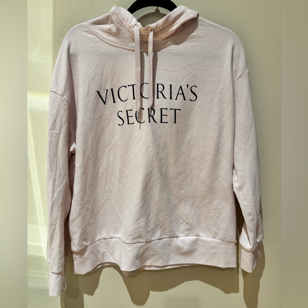Victoria's Secret Light Pink Pullover Hoodie with Black Logo